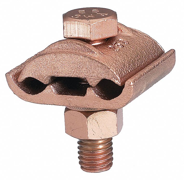 BURNDY Grounding Connector Copper, 1/4 in Bar, 2 Grounding Wires, 2 7/