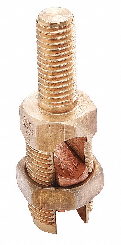 GROUNDING SPLIT BOLT CONNECTOR WITH STUD, LEADED BRONZE ALLOY, 1 GROUNDING WIRES, K2C25