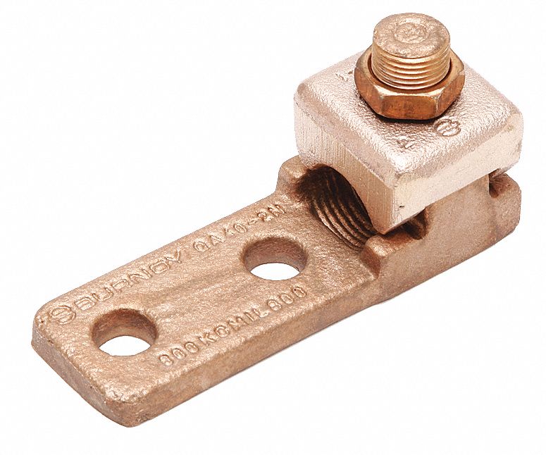 Wire Connector: 850 kcmil – 1000 kcmil Wire Sizes, 1/2 in Stud Size, Unplated Copper Lug Body