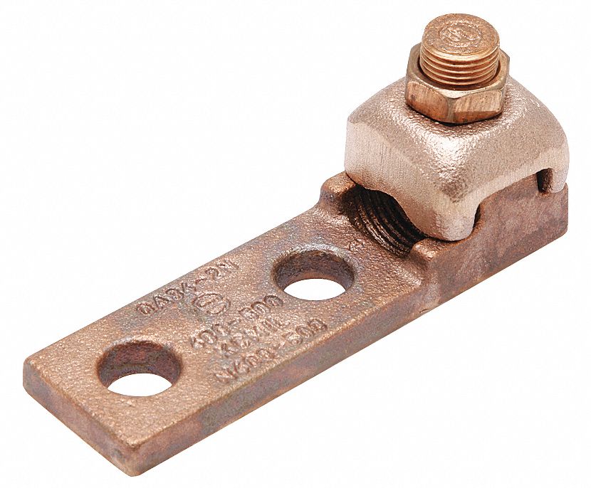 Wire Connector: 400 kcmil – 500 kcmil Wire Sizes, 1/2 in Stud Size, Unplated Copper Lug Body