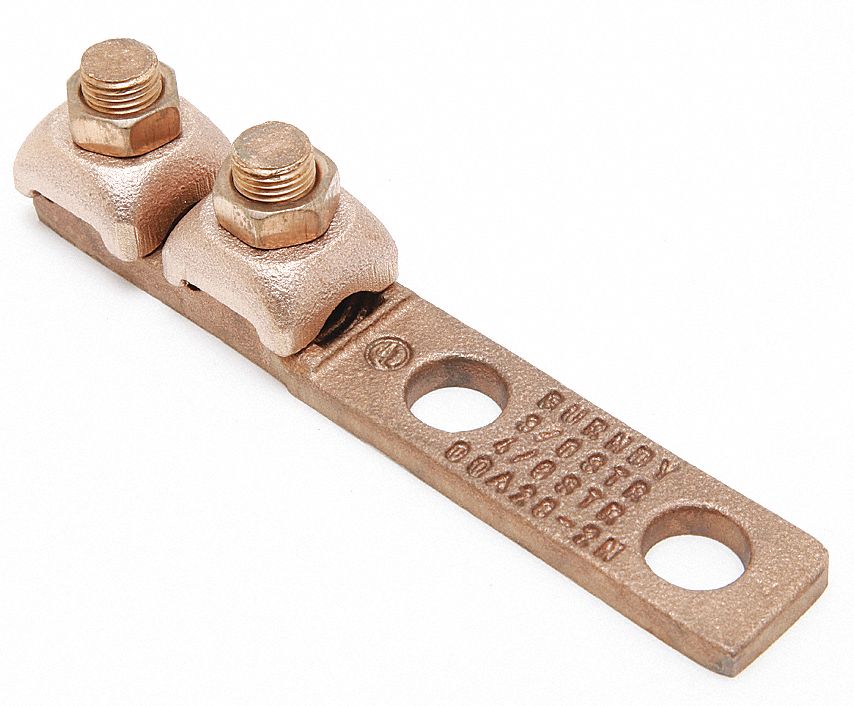 Wire Connector: 3/0 AWG – 4/0 AWG Wire Sizes, 1/2 in Stud Size, Unplated Copper Lug Body