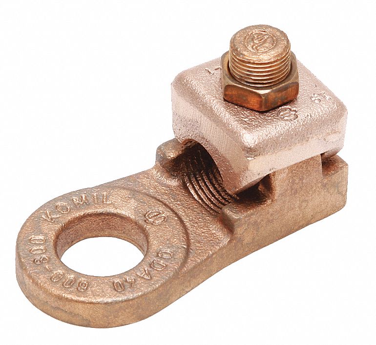 Wire Connector: 400 kcmil – 500 kcmil Wire Sizes, 3/4 in Stud Size, Unplated Copper Lug Body