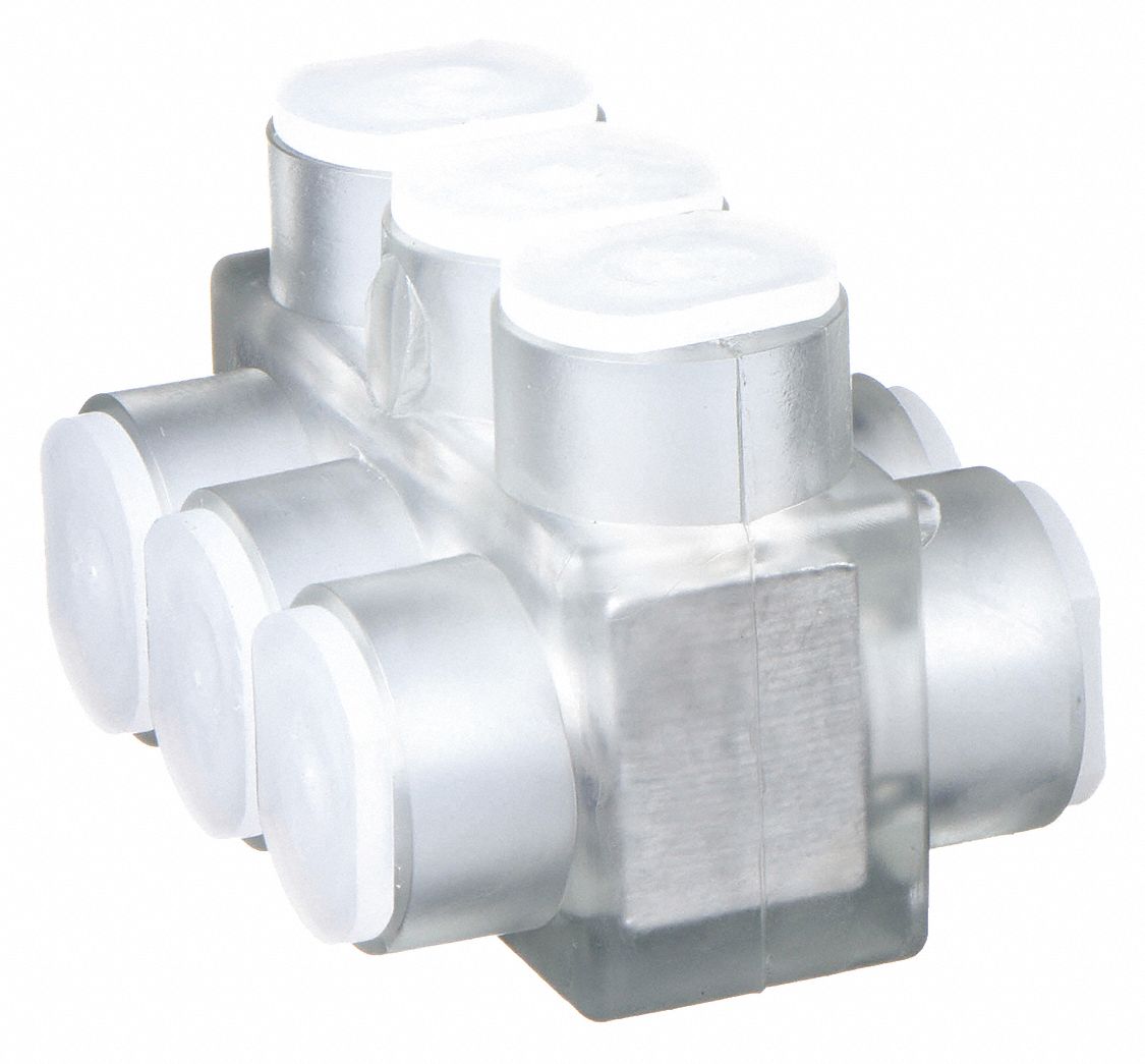 Multitap Connector: 3 Port, Double-Sided Entry, 14 AWG – 2/0 AWG Wire Size, Clear