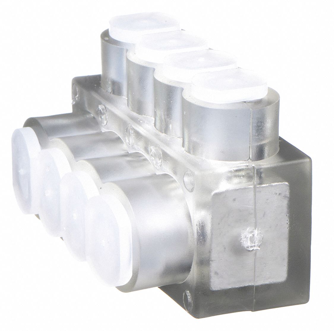Multitap Connector: 4 Port, Single-Sided Entry, 14 AWG – 4 AWG Wire Size, Clear