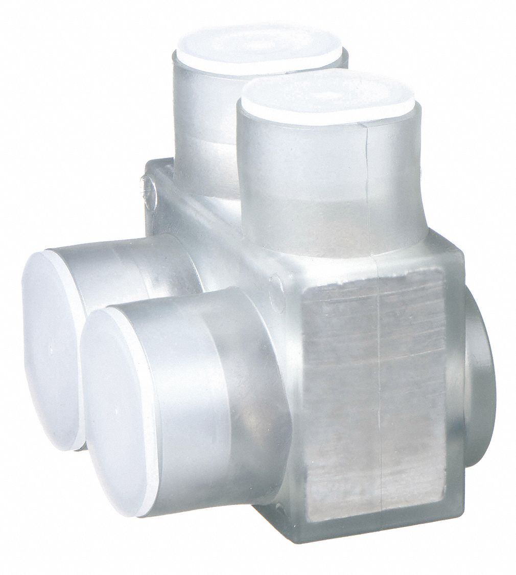 Multitap Connector: 2 Port, Single-Sided Entry, 4 AWG – 600 kcmil Wire Size, Clear