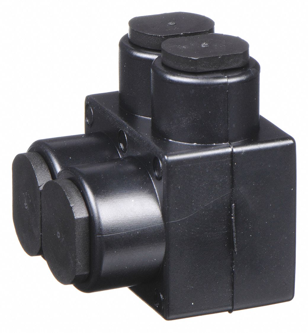 Multitap Connector: 2 Port, Single-Sided Entry, 14 AWG – 4 AWG Wire Size, Black