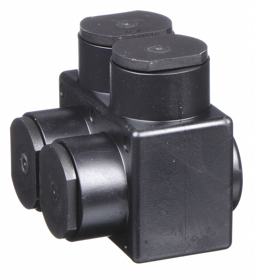 Multitap Connector: 2 Port, Single-Sided Entry, 14 AWG – 2/0 AWG Wire Size, Black