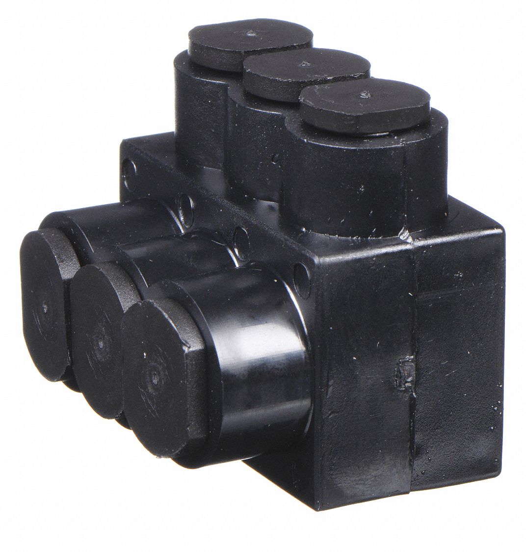 Multitap Connector: 3 Port, Single-Sided Entry, 14 AWG – 4 AWG Wire Size, Black