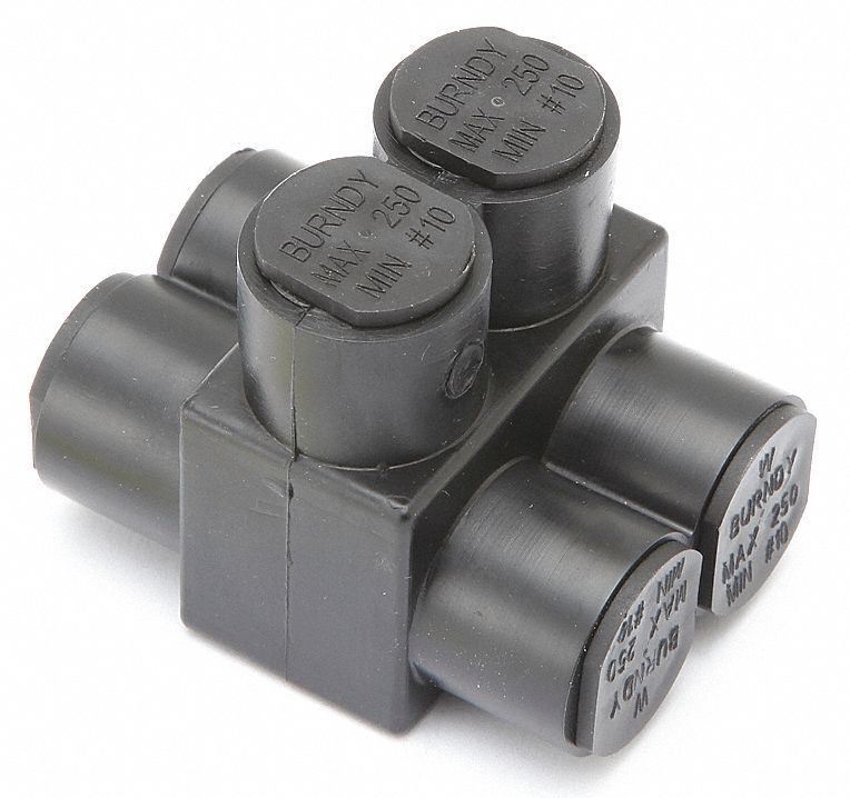 Multitap Connector: 2 Port, Double-Sided Entry, 10 AWG – 250 kcmil Wire Size, Black