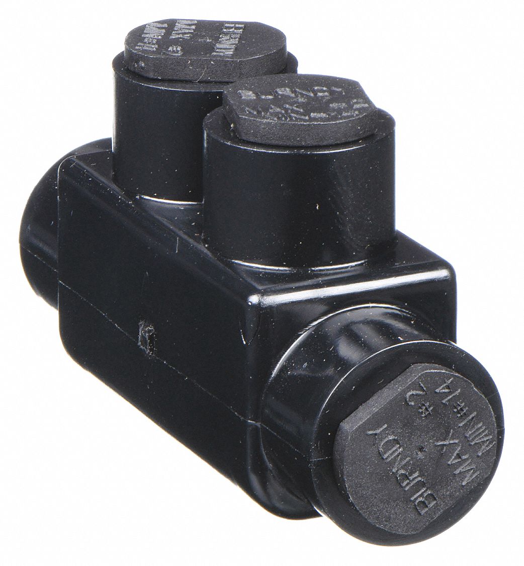 Multitap Connector: 2 Port, Double-Sided Entry, 14 AWG – 2 AWG Wire Size, Black