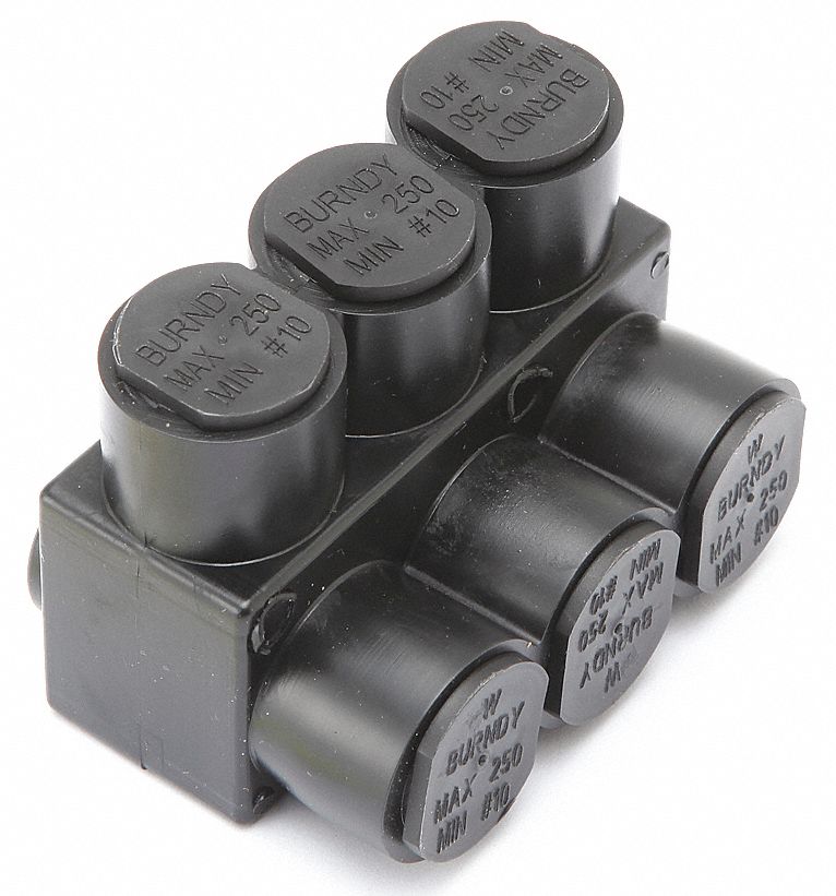 Multitap Connector: 3 Port, Single-Sided Entry, 10 AWG – 250 kcmil Wire Size, Black