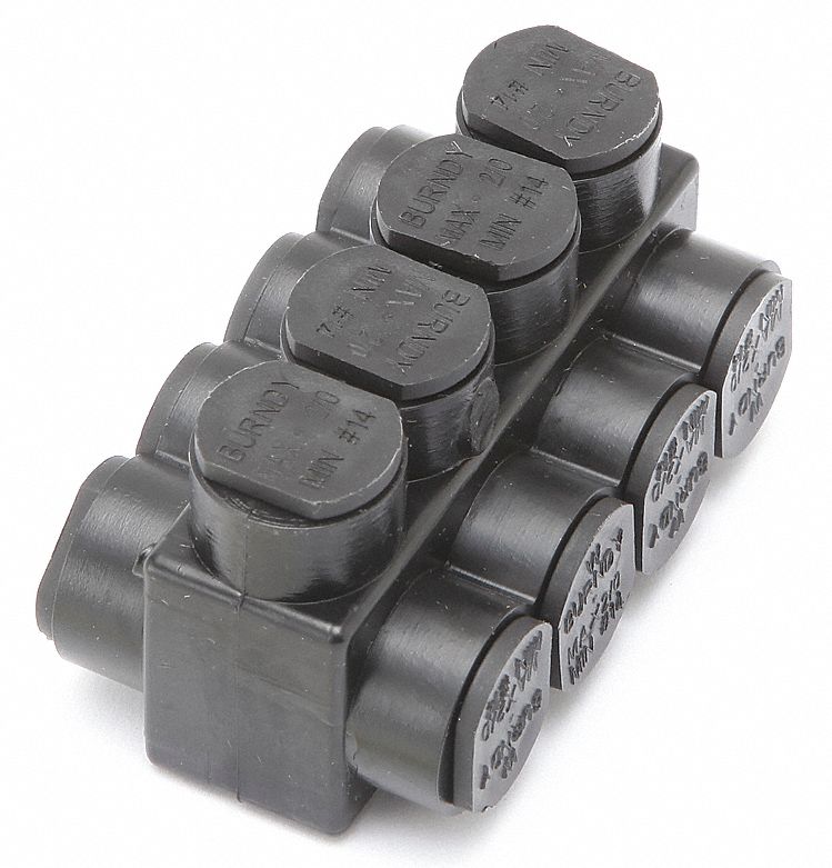 Multitap Connector: 4 Port, Double-Sided Entry, 14 AWG – 2/0 AWG Wire Size, Black