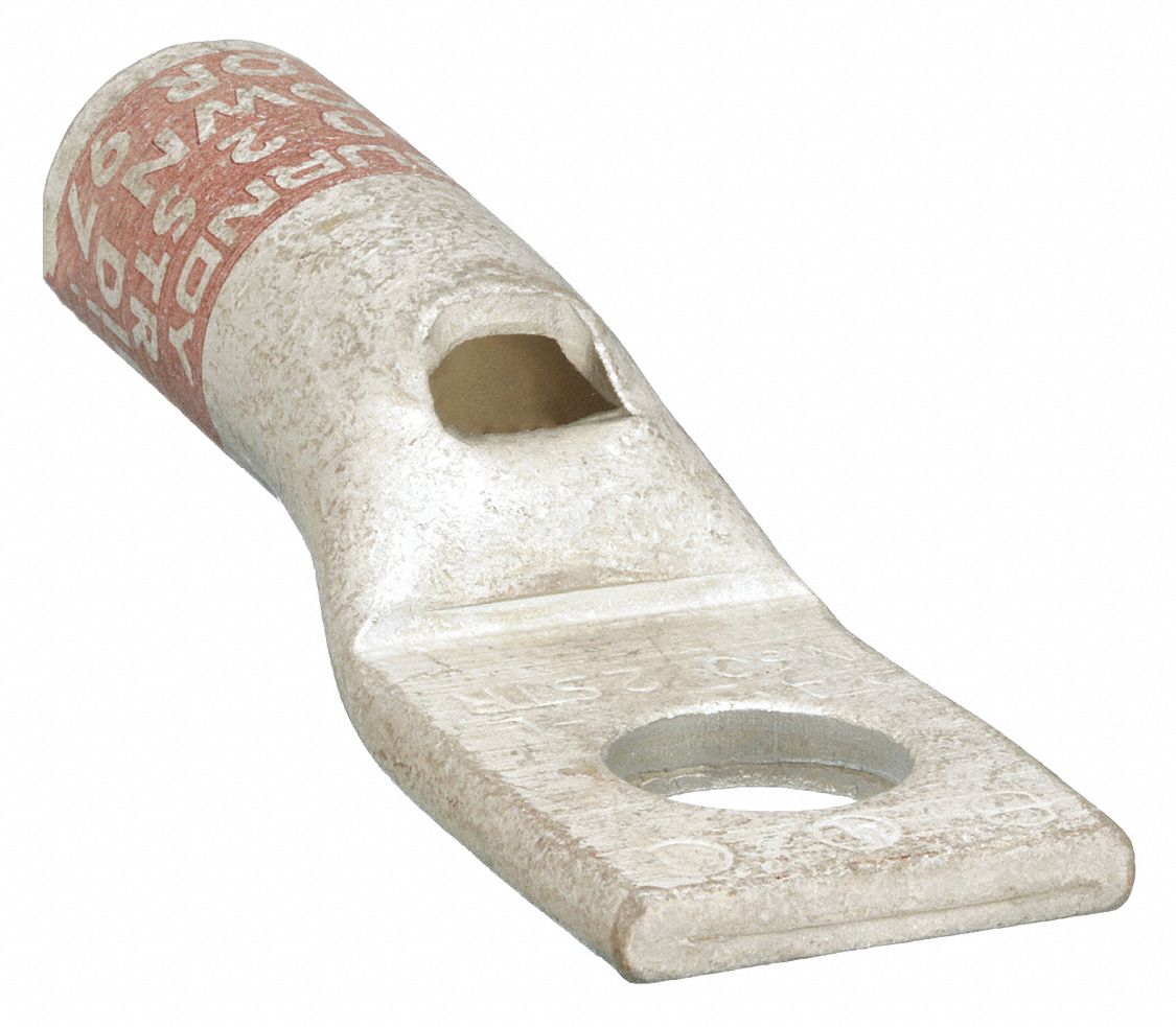 ONE-HOLE LUG COMPRESSION CONNECTOR, 2 AWG MAX WIRE SIZE, 5/16 IN STUD SIZE