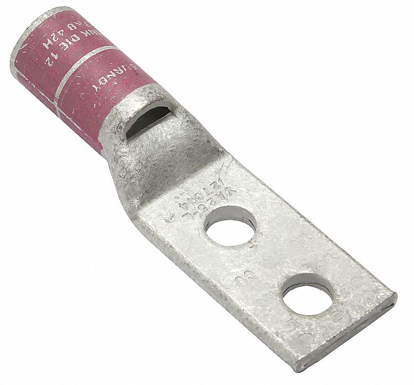 Compression Lug: For 1/0 AWG, Stranded Wire, 1/4 in Stud Size, Std, Copper Barrel