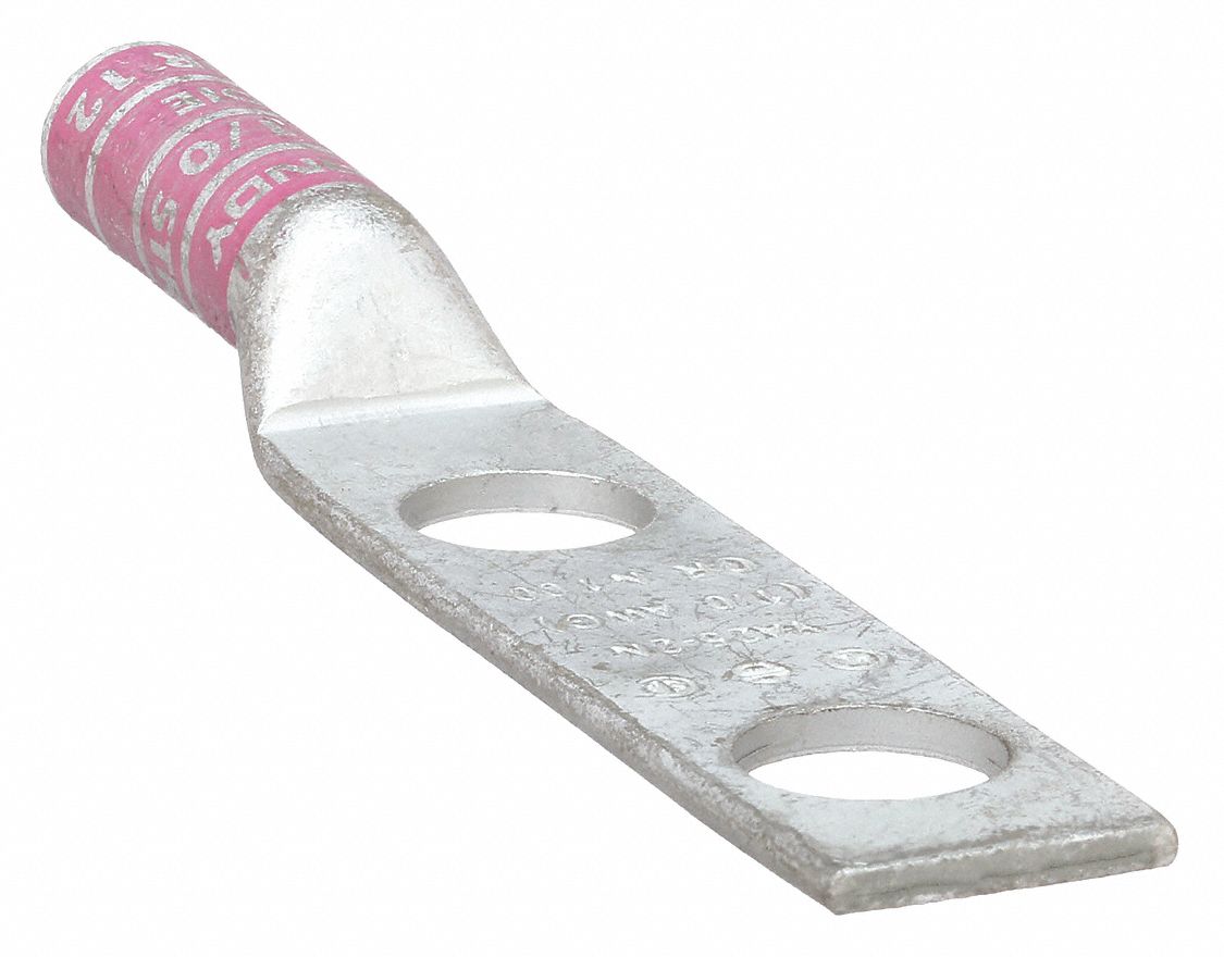 TWO-HOLE LUG COMPRESSION CONNECTOR, 1/0 AWG MAX WIRE SIZE, ⅜ IN STUD SIZE