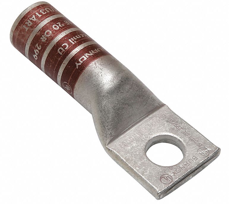 Compression Lug: For 500 kcmil, Stranded Wire Type, 1/2 in Stud Size, Long, Copper