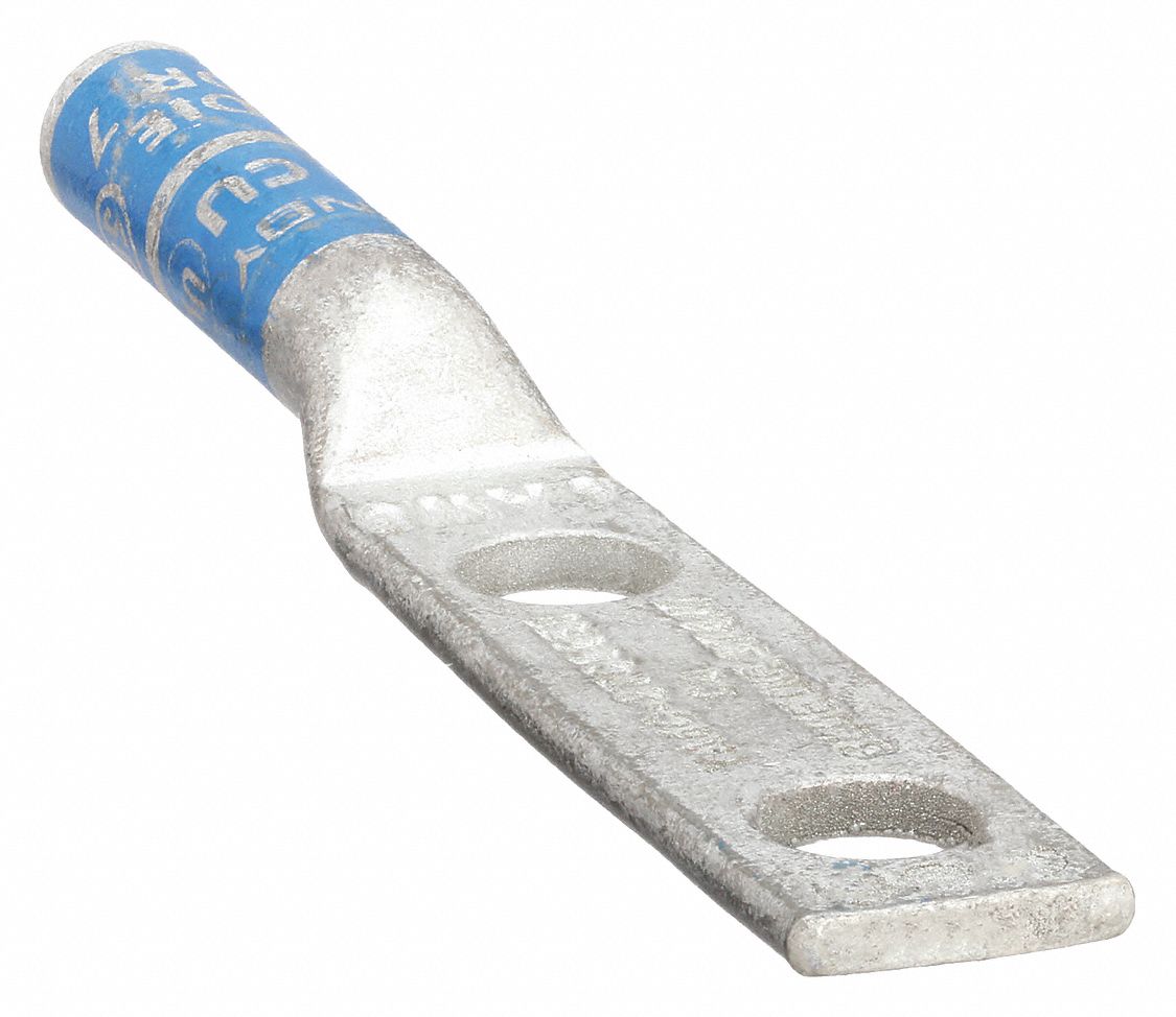 Compression Lug: For 6 AWG, Stranded Wire, 1/4 in Stud Size, Long, Copper Barrel