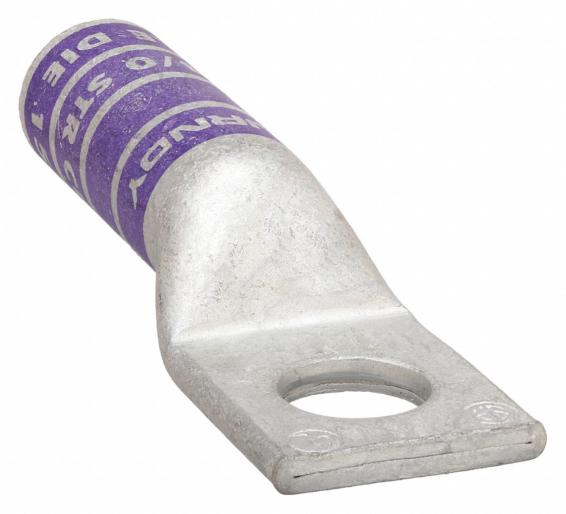 Compression Lug: For 4/0 AWG, Stranded Wire Type, 3/8 in Stud Size, Long, Copper