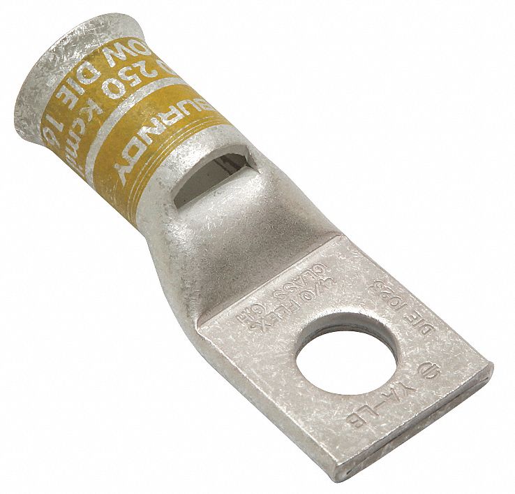 ONE-HOLE LUG COMPRESSION CONNECTOR, 250 KCMIL MAX WIRE SIZE, ½ IN STUD SIZE, HYLUG