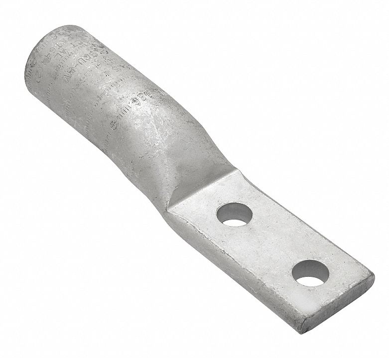 TWO-HOLE LUG COMPRESSION CONNECTOR, 1/0 AWG MAX WIRE SIZE, ½ IN STUD SIZE, 1 1/16 IN STRIP L