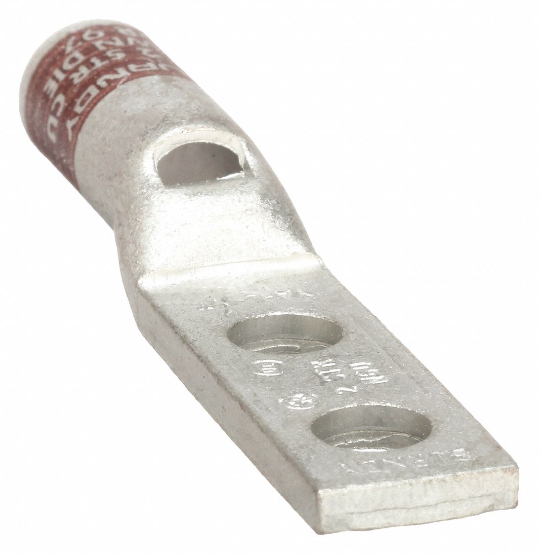 TWO-HOLE LUG COMPRESSION CONNECTOR, 2 AWG MAX WIRE SIZE, ¼ IN STUD SIZE, 15/16 IN STRIP L, HYLUG