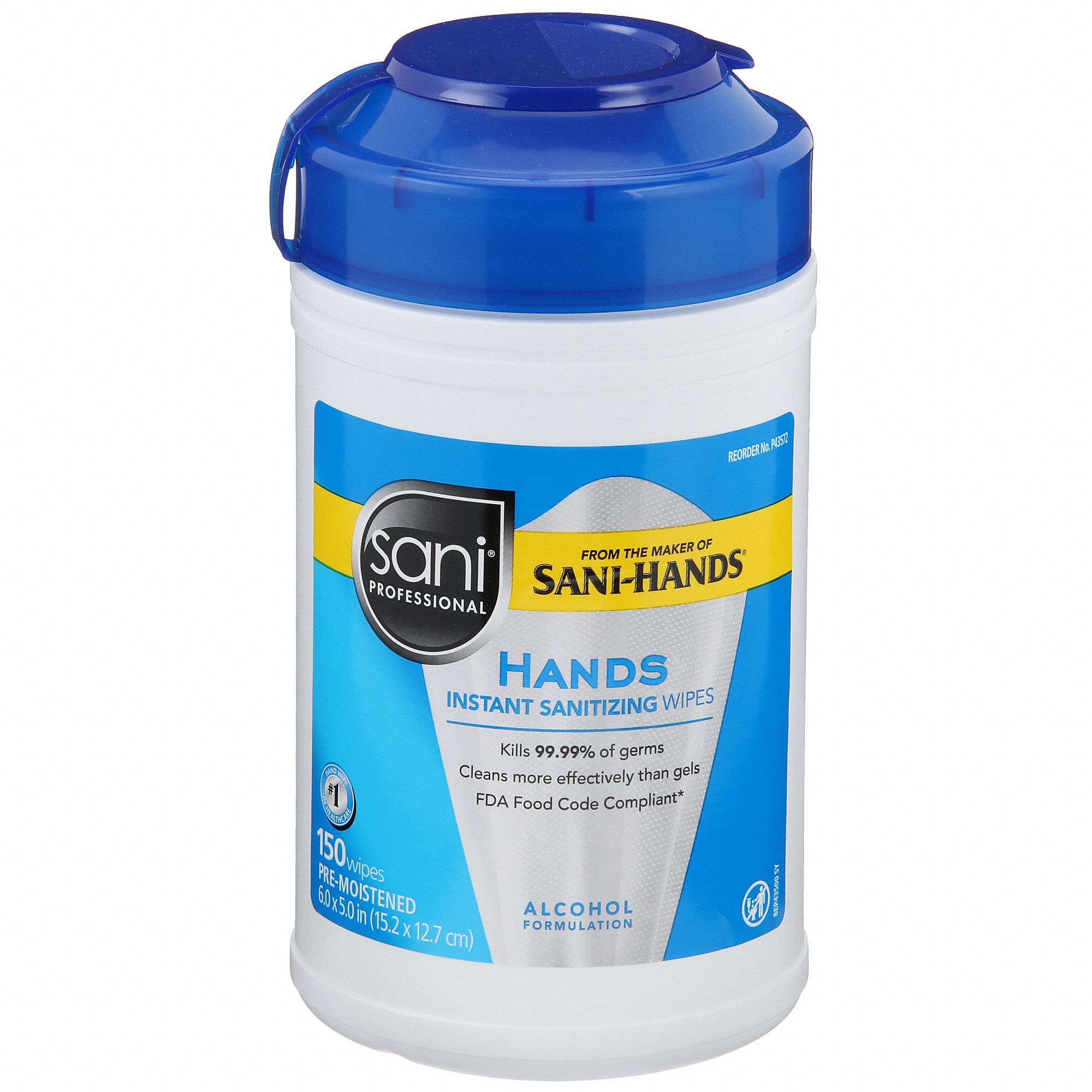 SANI PROFESSIONAL, Canister, 150 Wipes per Container, Hand Sanitizer