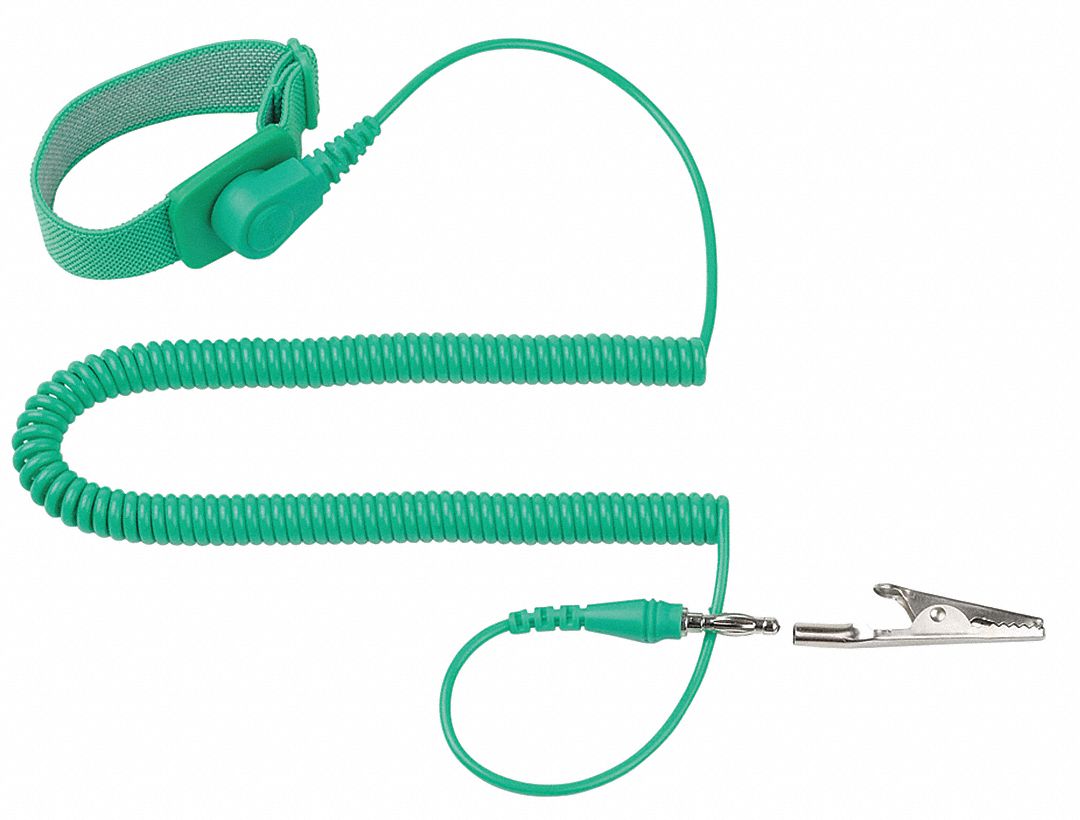 22C687 - ESD Wrist Strap Adjustable 10 ft L Green