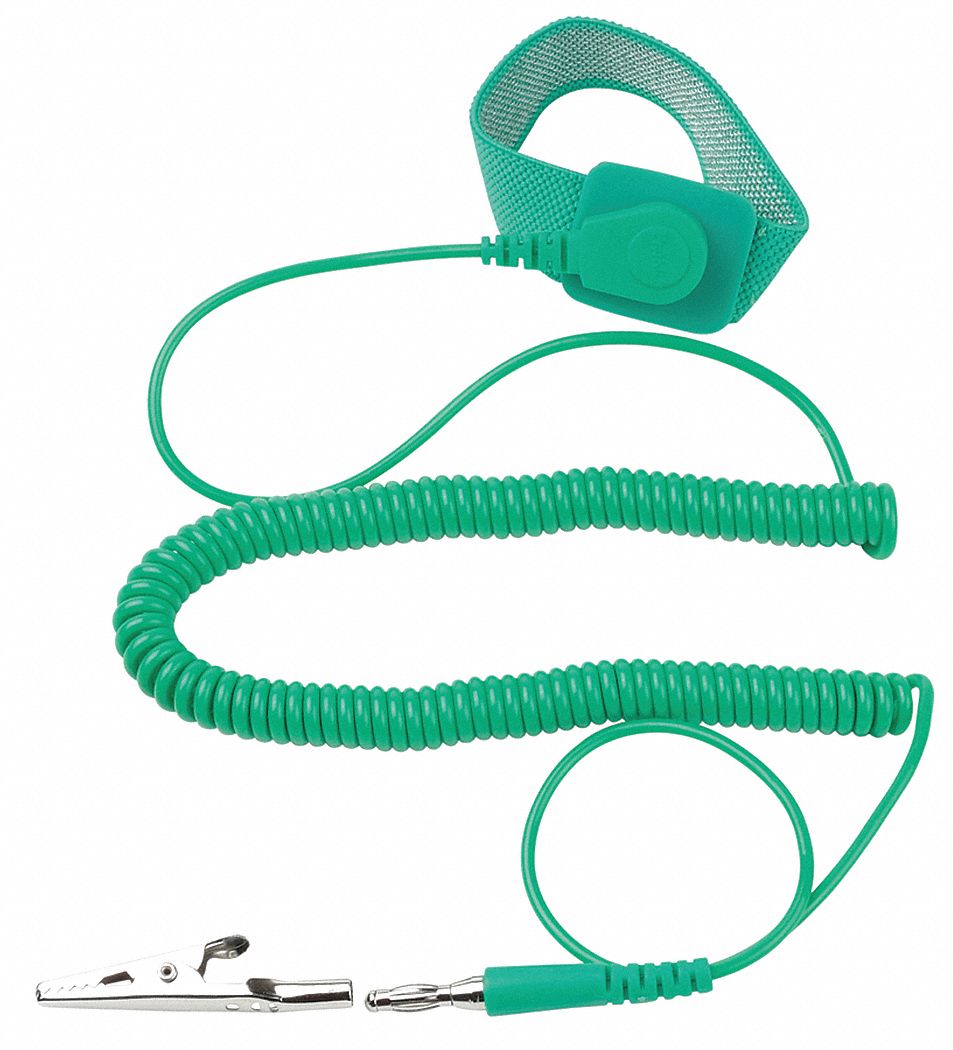 ESD WRIST STRAP,ADJUSTABLE,10 FT L,GREEN