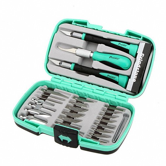 Eclipse PD-395A Hobby Knife Set,Rubber/Steel,Green,30 PC