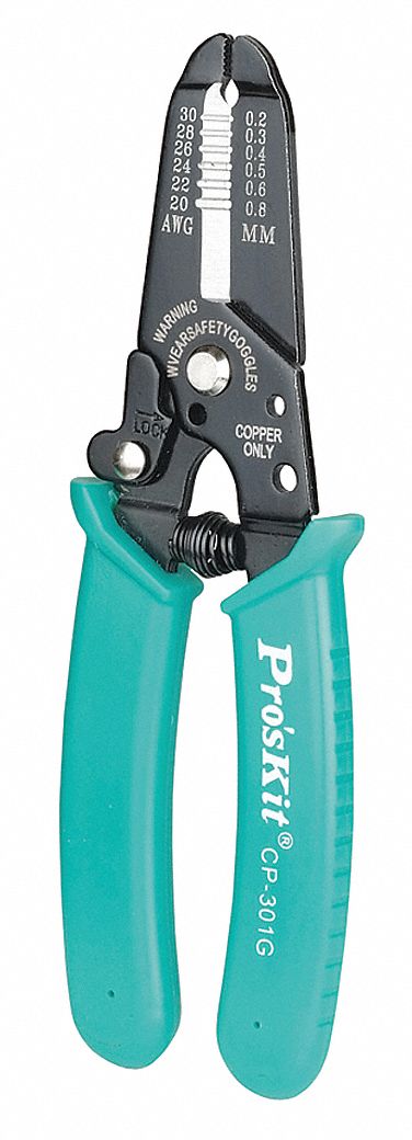 WIRE STRIPPER, MANUAL, 30 TO 20 AWG, 6½ IN OVERALL L, CUT, STANDARD CUSHION GRIP, 6 TO 8 IN