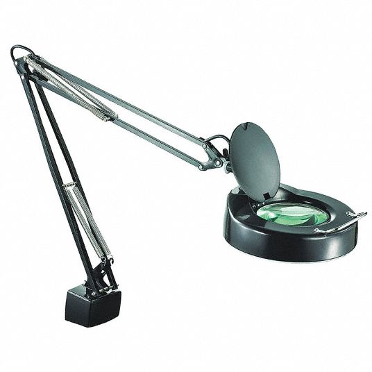 ECLIPSE Round Magnifier Light, 39 in Arm Length, 2.25x, Black 22C727