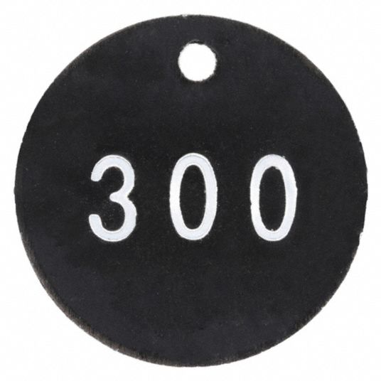Numbered Tag, Tag Shape Round, Diameter 1 1/8 in, Height 1 1/8 in ...