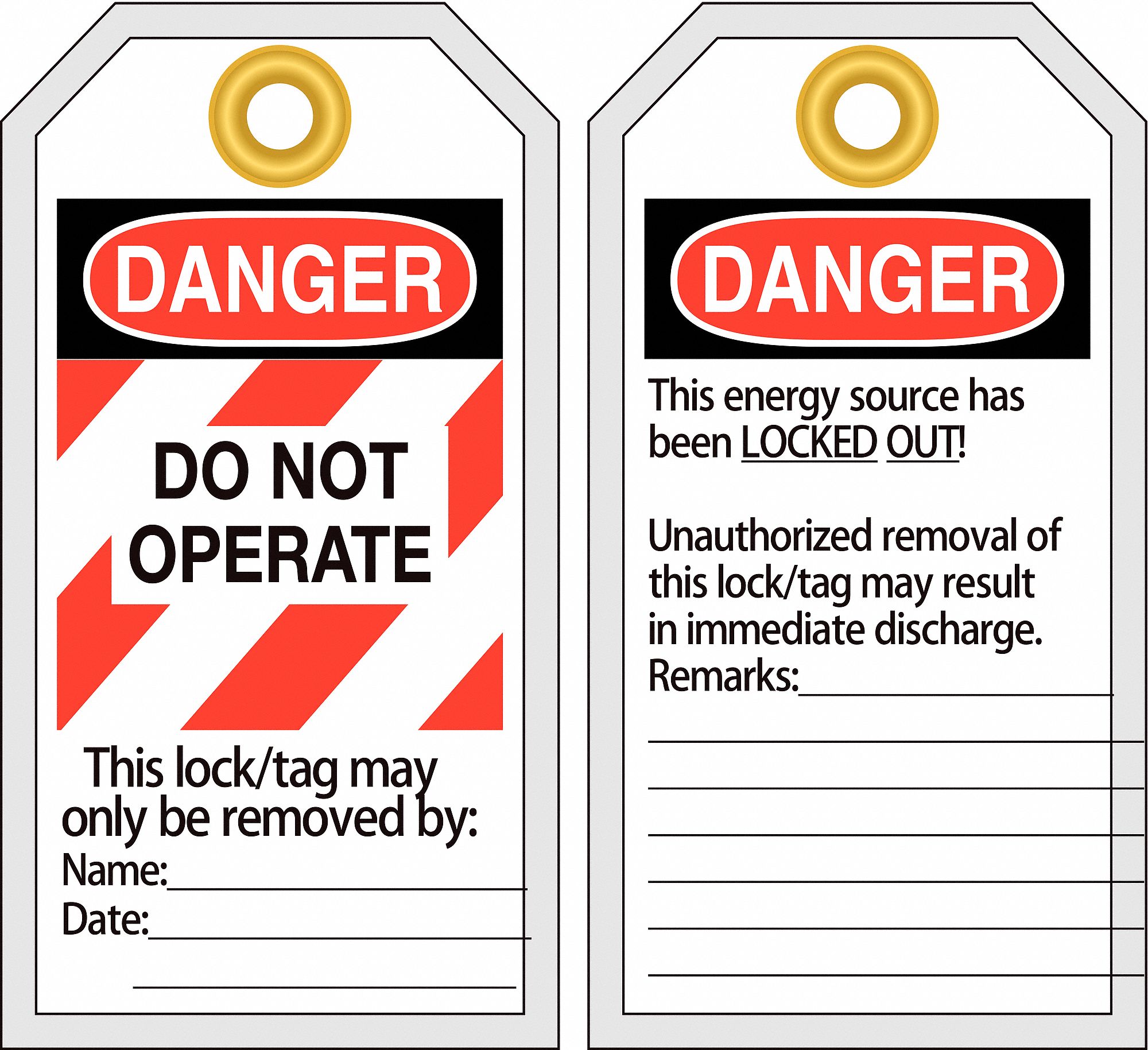 GRAINGER APPROVED Danger Tag, Polyester, Do Not Operate This Lock/Tag