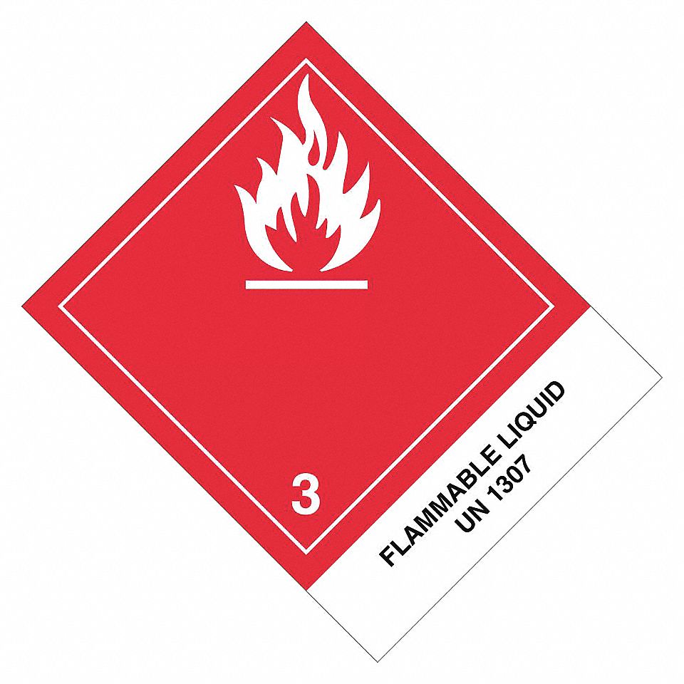 LABELS, CLS3 FLAMMABLE LIQUID, WHITE, RED, AND BLACK, 5 X 4 IN, ADHESIVE COATED PAPER, 500/RL