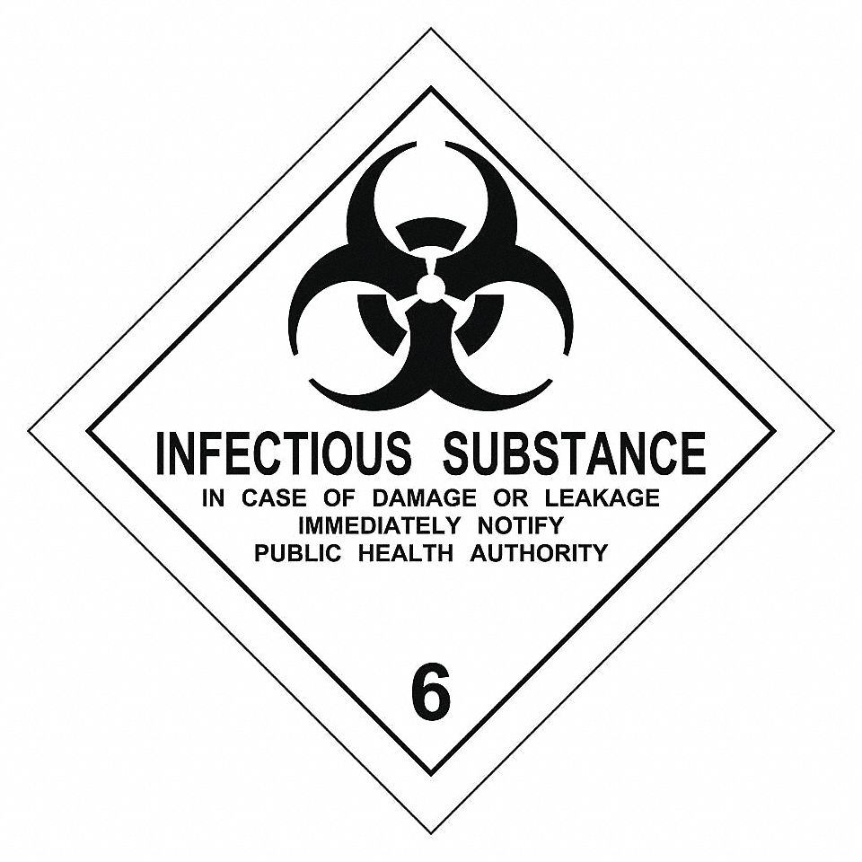 ACCUFORM SIGNS LABELS, CLASS 6 DIVISION 2 INFECTIOUS, WHITE