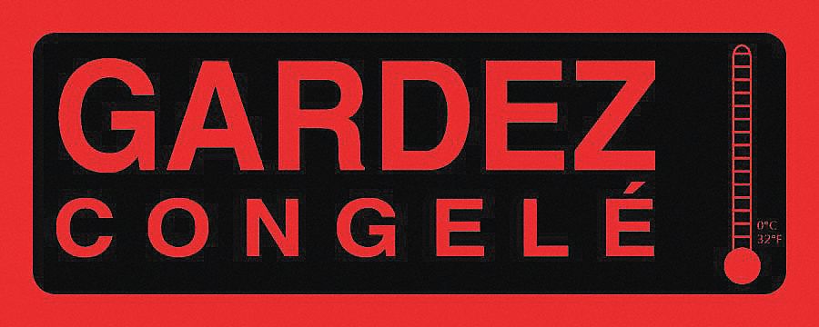 FRENCH LABELS, GARDEZ CONGELE, RED AND BLACK, 5 X 2 IN, ADHESIVE COATED PAPER, 500/RL