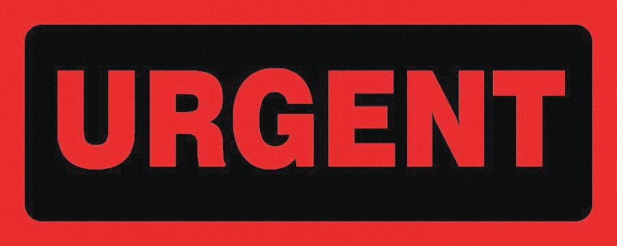 LABELS, URGENT, BLACK AND RED, 5 X 2 IN, ADHESIVE COATED PAPER, 500/RL