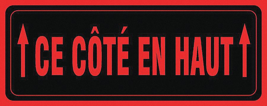 FRENCH LABELS, CE COTE EN HAUT, BLACK AND RED, 5 X 2 IN, ADHESIVE COATED PAPER, 500/RL