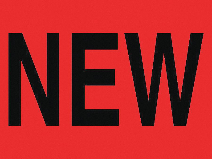 LABELS, NEW, RED AND BLACK, 4 X 3 IN, ADHESIVE COATED PAPER, 500/RL