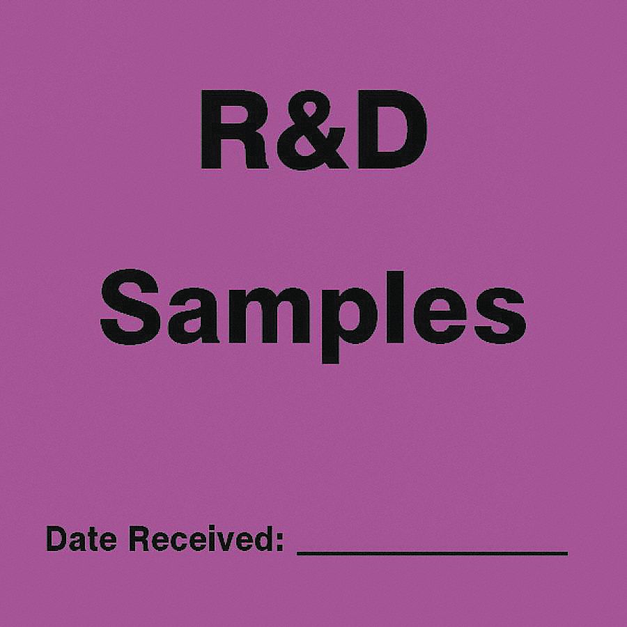 LABELS, DATE RECEIVED SAMPLES DATE, PURPLE AND BLACK, 3 X 3 IN, ADHESIVE COATED PAPER, 1000/RL