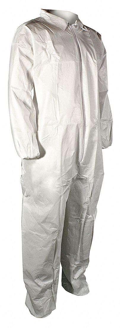 Collared Coveralls, White, XL, Elastic, PK25
