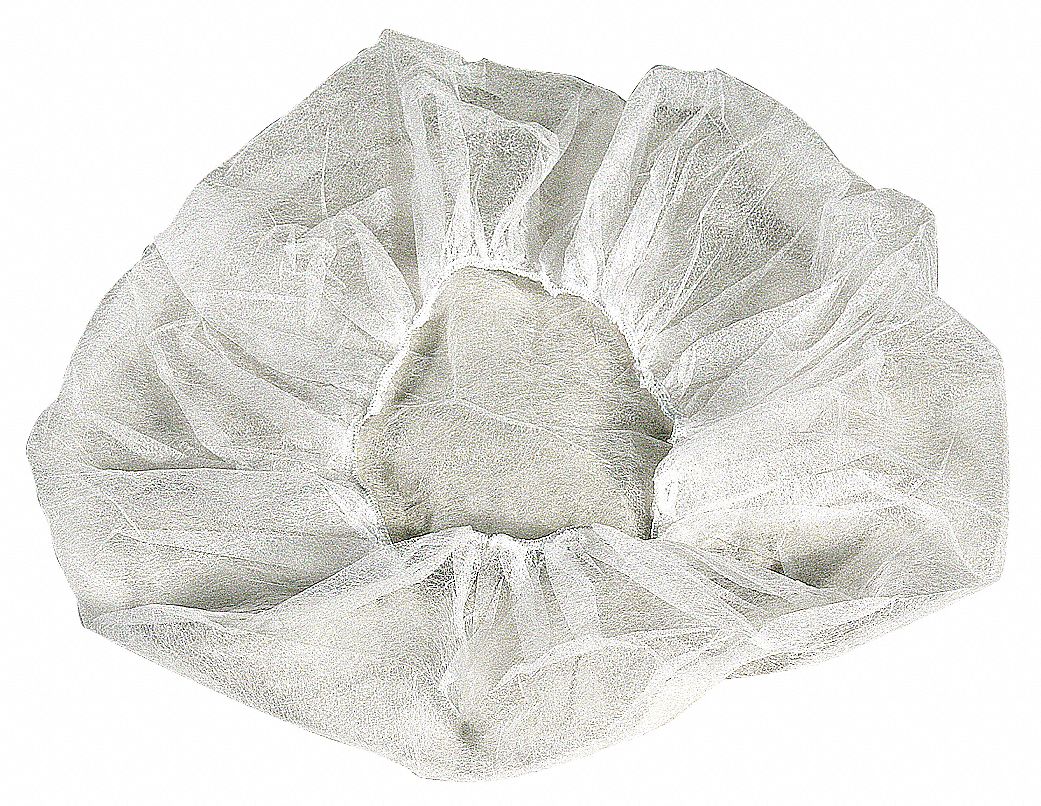 FLAT BOUFFANT CAP, GENERAL USE, POLYPROPYLENE, LATEX-FREE, WHITE, 18 IN D, 100 PK