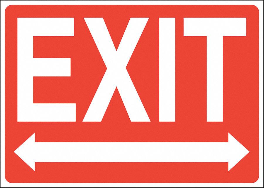 Exit Sign,Adhsv Vinyl,7x10 In.,English