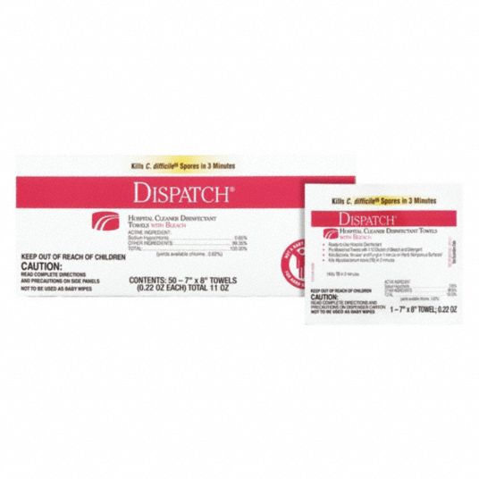 DISPATCH Disinfecting Wipes, Soft Pack, 8 in x 7 in Sheet Size, Ready