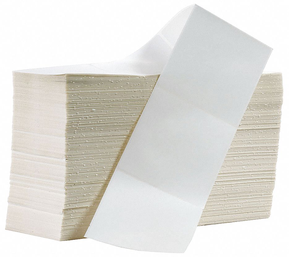 Printer Label: 4 in Label Wd, 4 in Label Ht, White, 3, 000 Labels per Roll, 2 PK