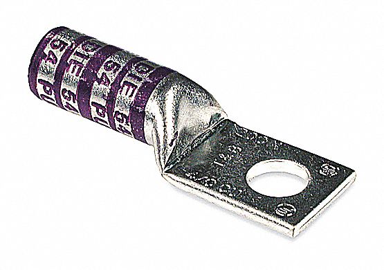 Compression Lug: For 4/0 AWG, Stranded Wire Type, 1/2 in Stud Size, Long, Copper