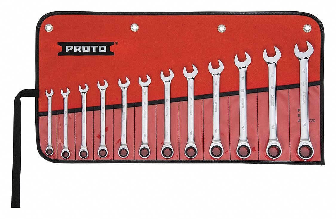 PROTO, Alloy Steel, Chrome, Combination Wrench Set 22DJ44JSCRMT12S