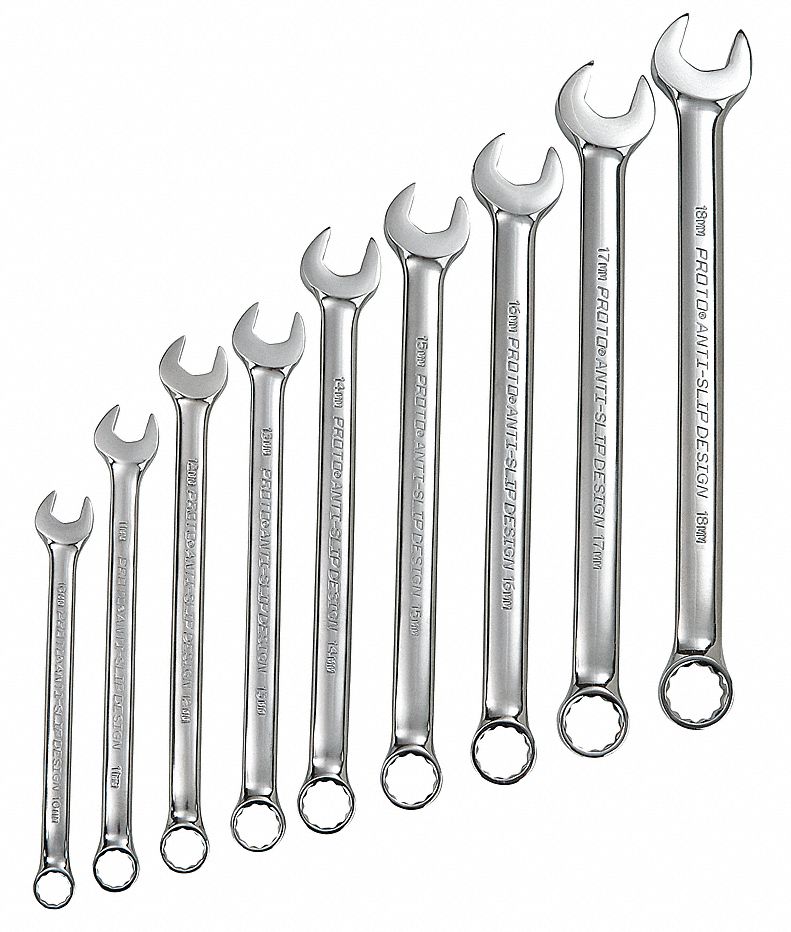 PROTO, Alloy Steel, Chrome, Combination Wrench Set - 449P08|J1200M9T5 ...