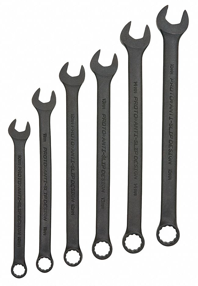PROTO, Alloy Steel, Black Oxide, Combination Wrench Set 449N54