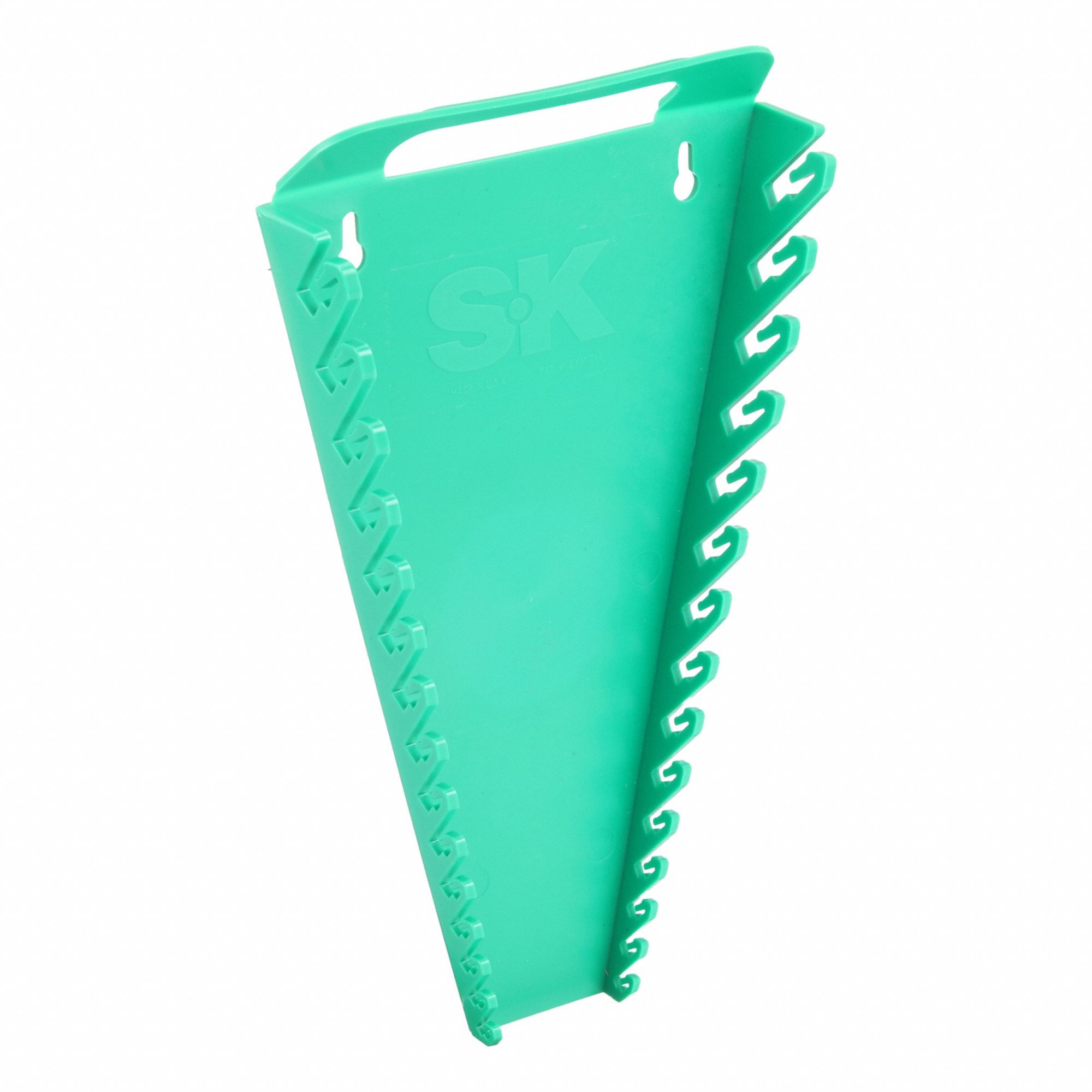 Wrench Rack: Green, 7 3/8 in Overall Wd, 13 1/2 in Overall Lg, Plastic